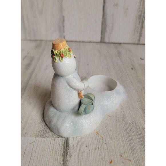Hallmark snowman AS IS tealight candle holder glitter gardener - Picture 3 of 8